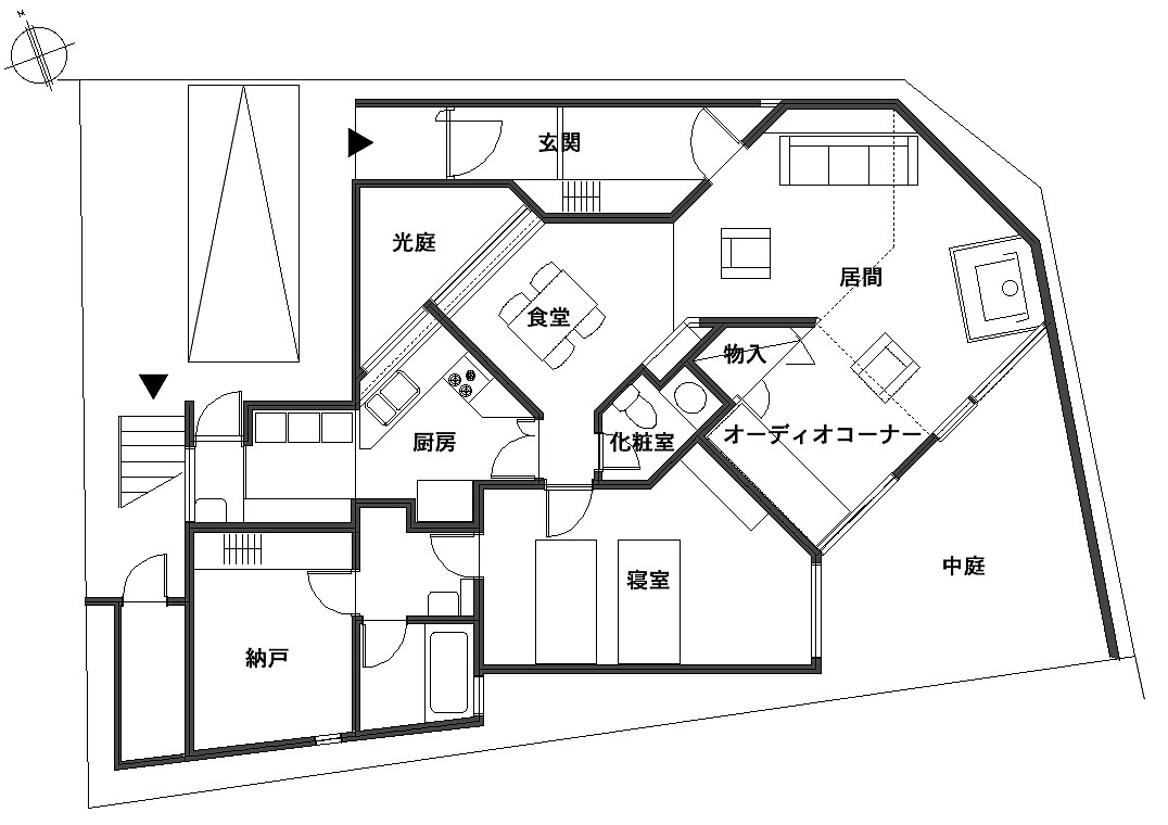 二世帯住宅設計　間取り図　（平面プラン）　01−1　東京